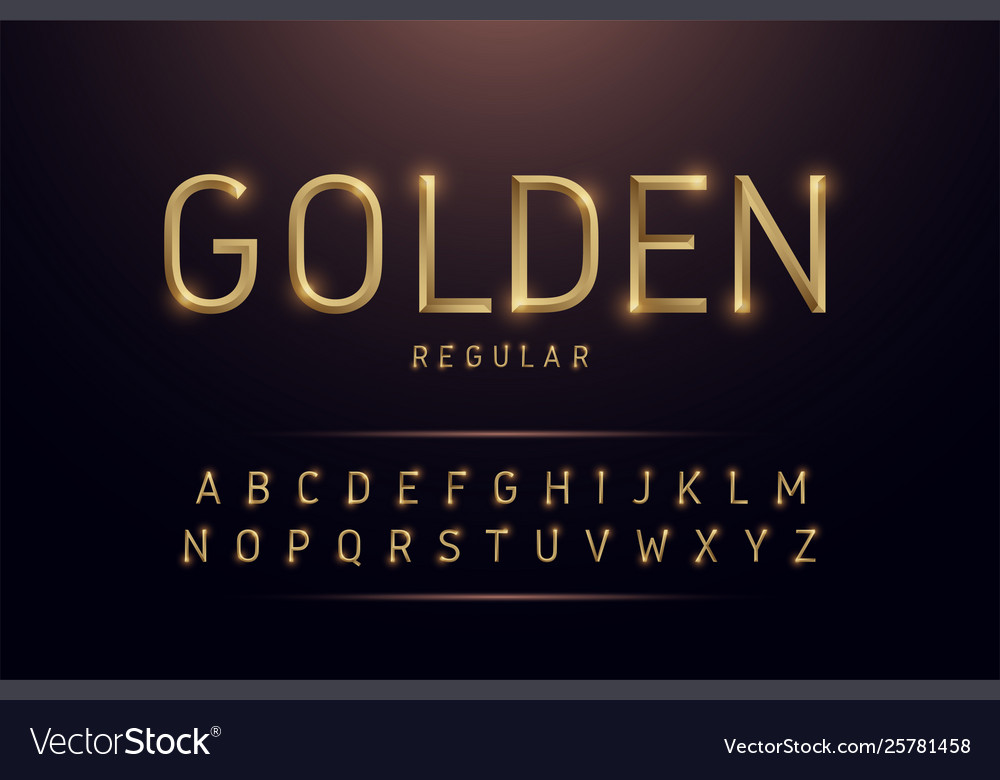 Alphabet gold metallic and effect designs Vector Image