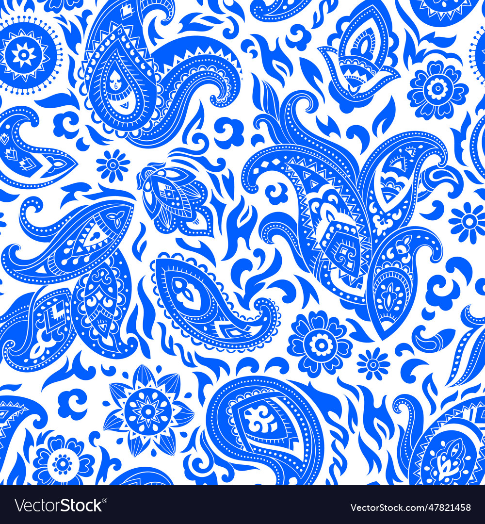 Bohemian indian paisley seamless print Royalty Free Vector