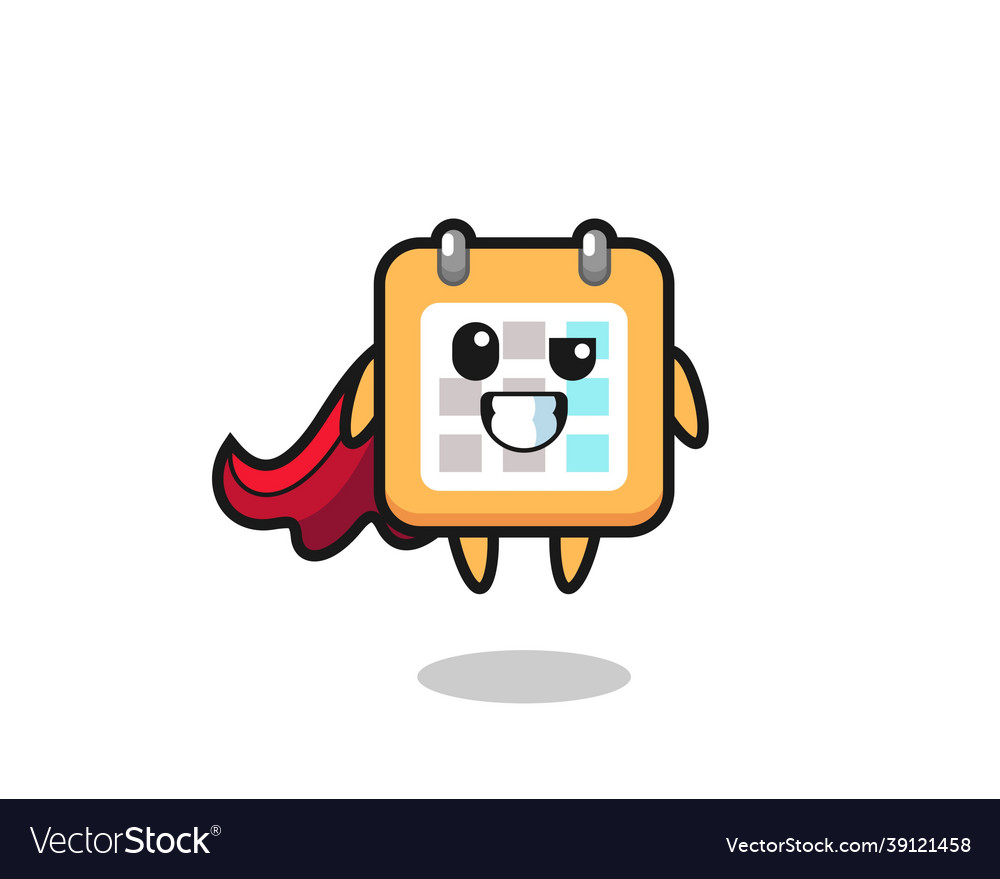 Cute calendar character as a flying superhero Vector Image