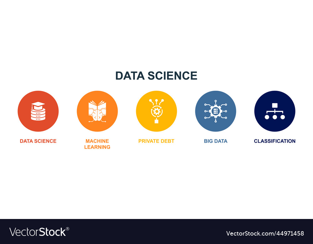 Data science machine learning algorithm big Vector Image