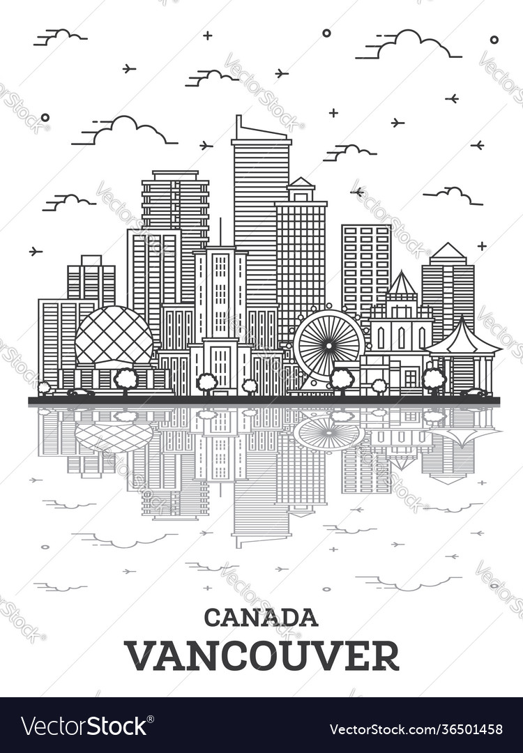 Outline vancouver canada city skyline with modern Vector Image