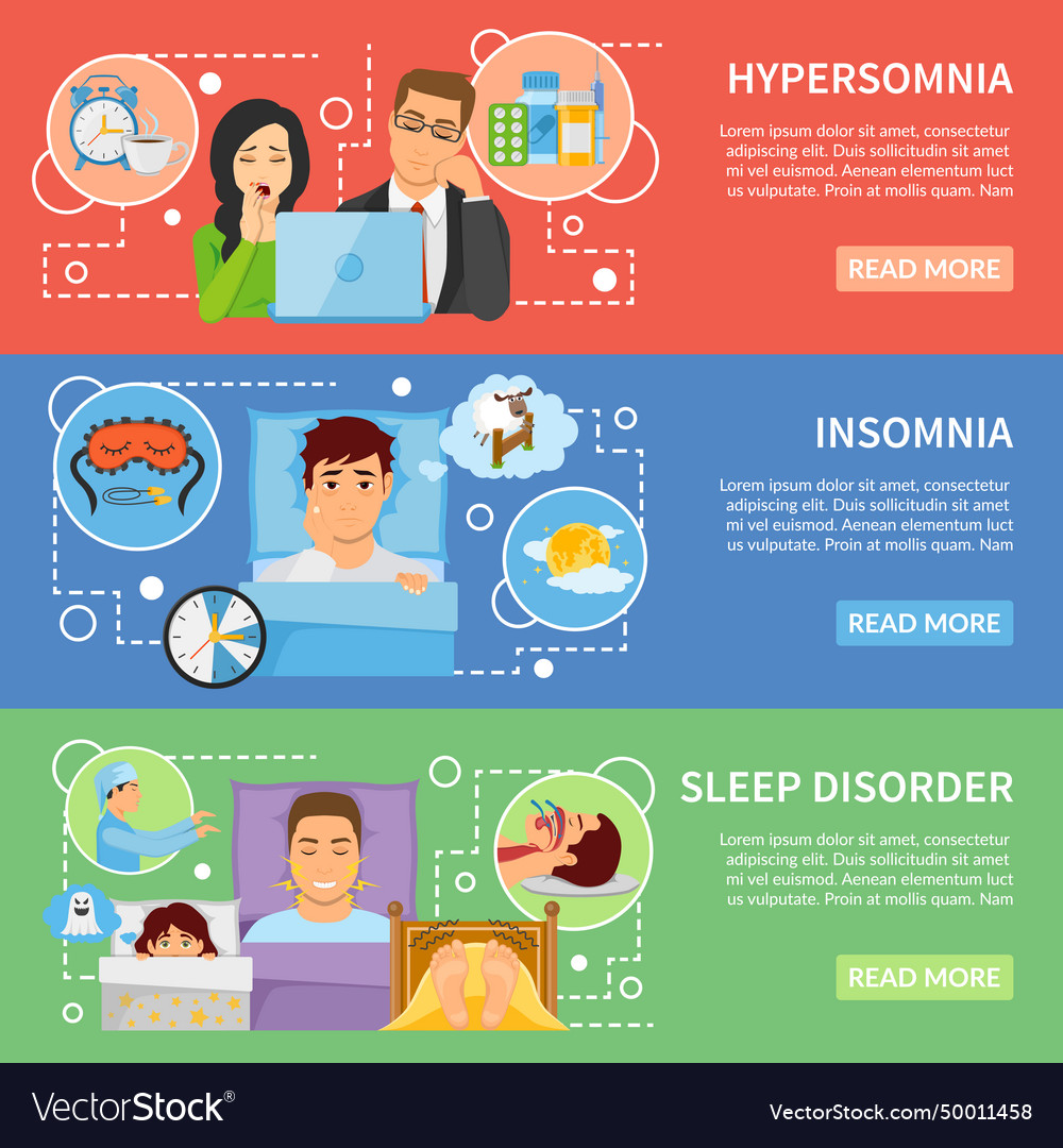 Sleep disorders banners set Royalty Free Vector Image