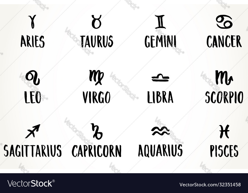 Zodiac Signs Set Royalty Free Vector Image Vectorstock 7860