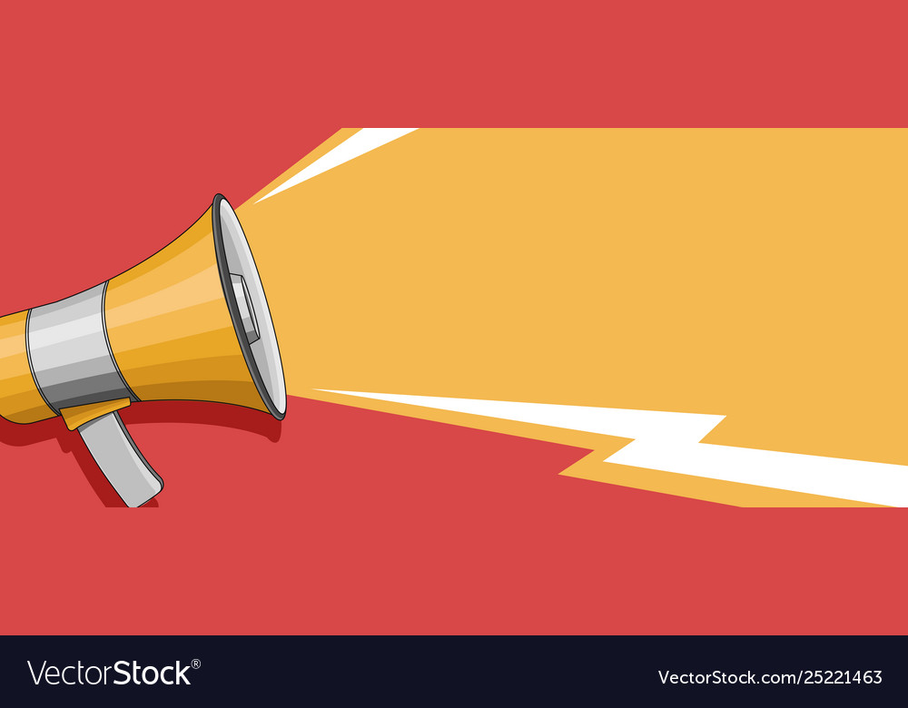 Banner With Megaphone And Speech Sound Wave Vector Image