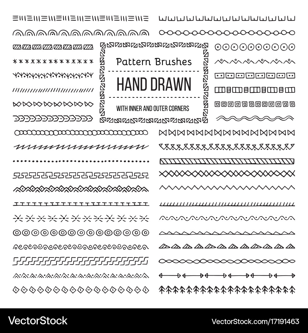 Ethnic style pattern brushes set Royalty Free Vector Image