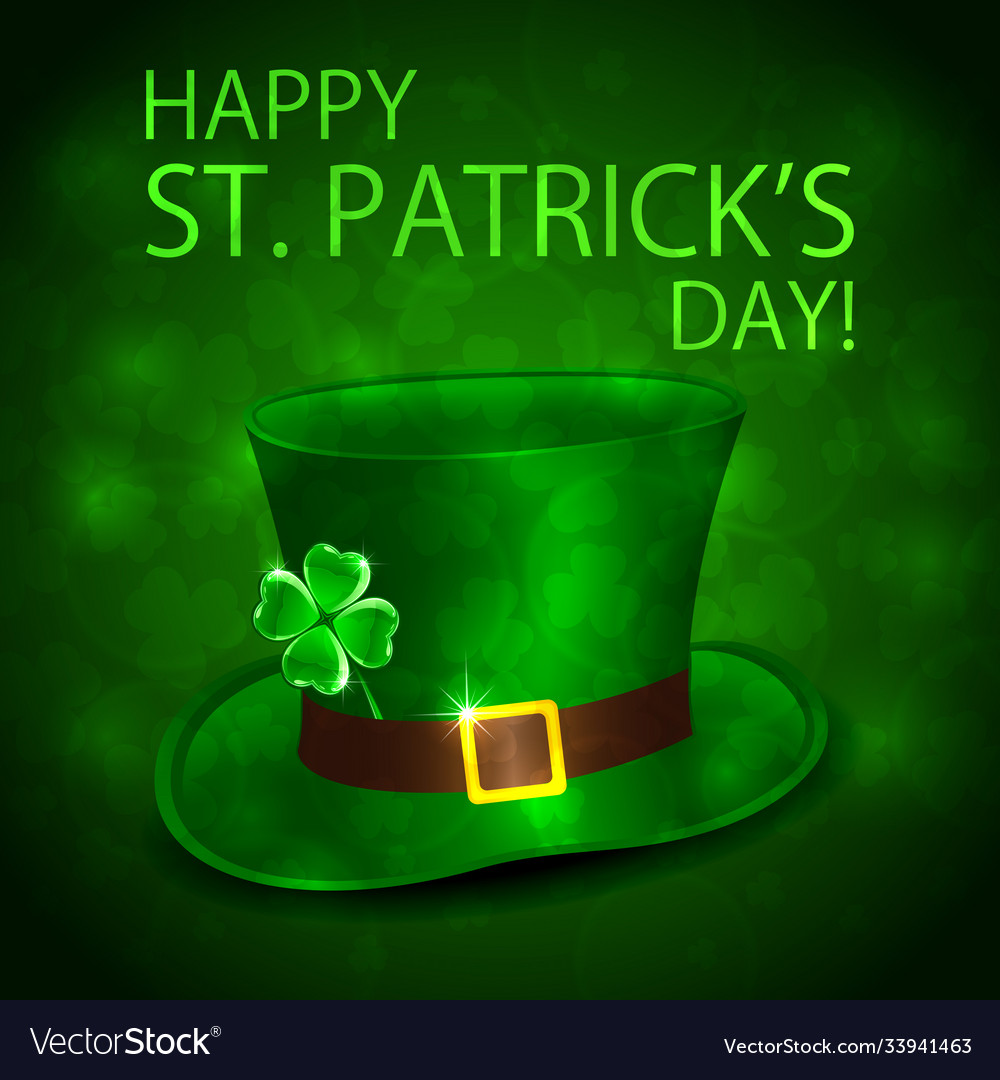 Green leprechauns hat and clover Royalty Free Vector Image