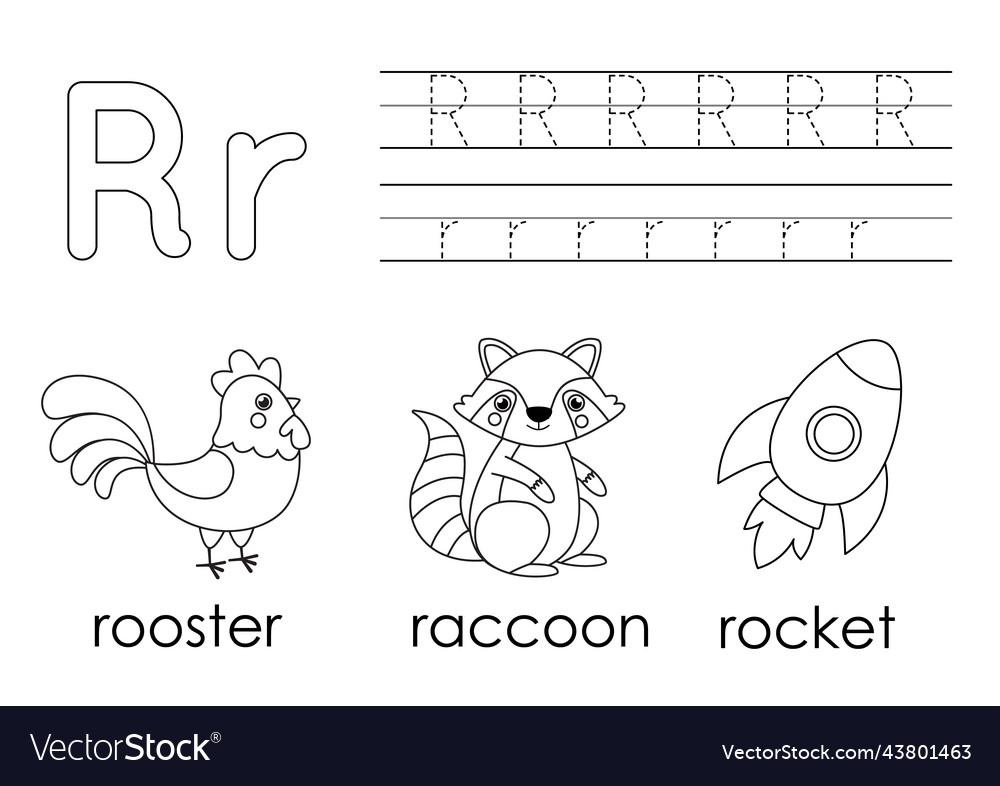 Learning english alphabet for kids letter r Vector Image