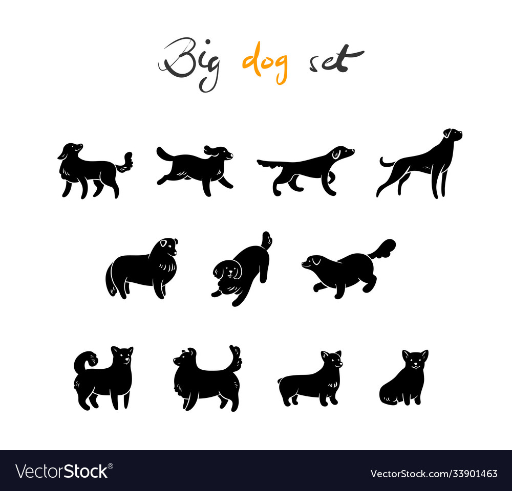 Set dog silhouette cartoon style Royalty Free Vector Image Set dog silhouette cartoon style Royalty Free Vector Image