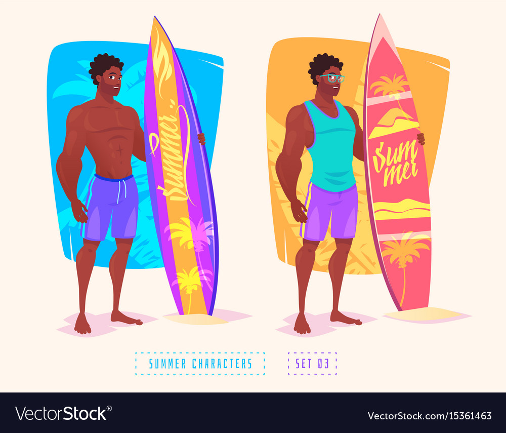 Surfing guy cartoon character isolated Royalty Free Vector