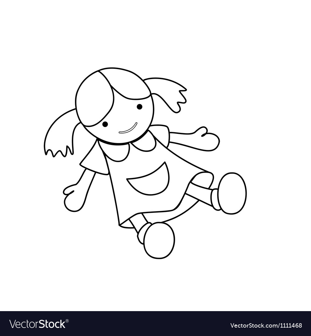 Doll toy for coloring Royalty Free Vector Image