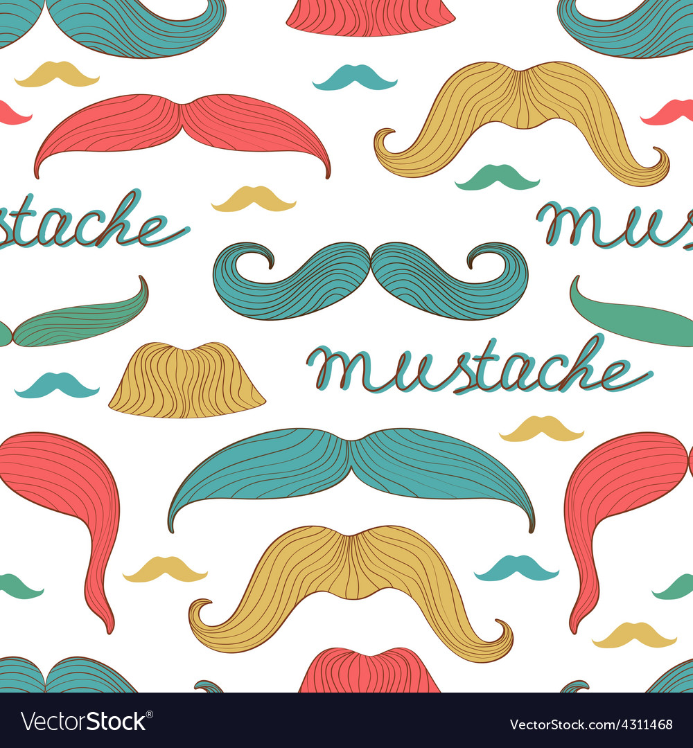 Seamless mustache pattern Royalty Free Vector Image