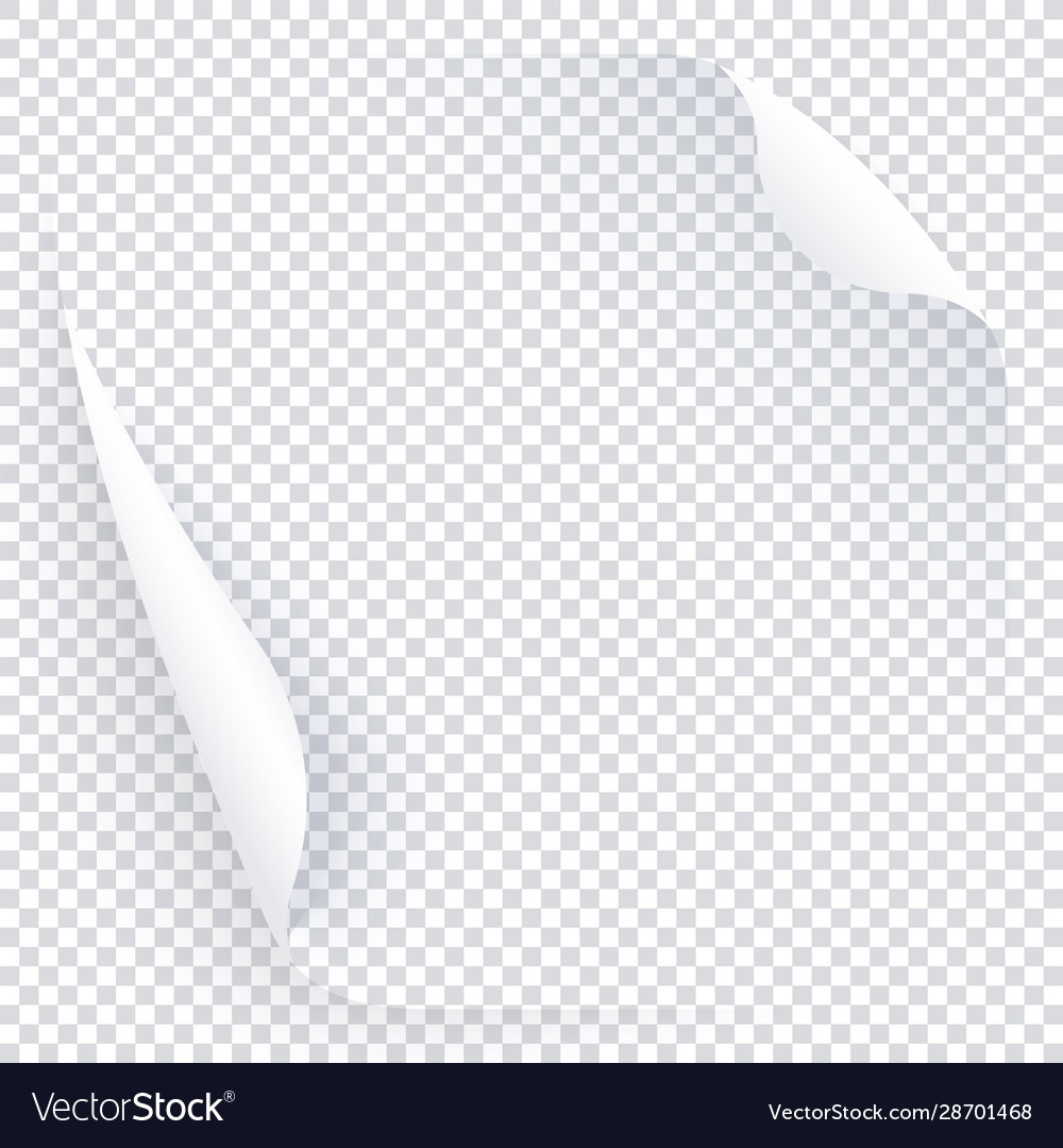 White transparent page with two curled round vector image White transparent page with two curled round