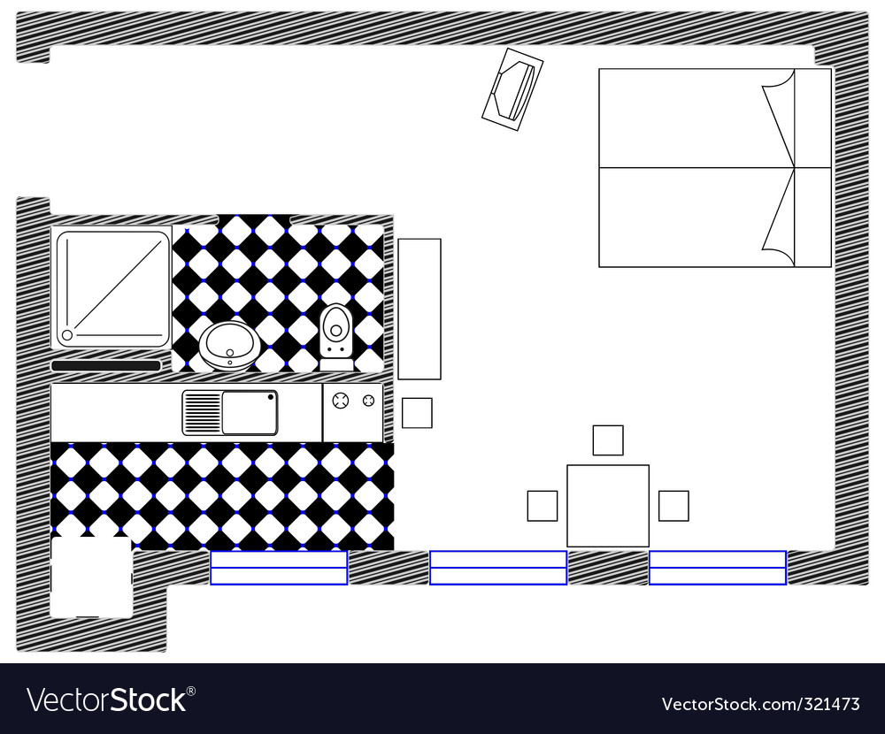 Bedroom sketch plan Royalty Free Vector Image VectorStock