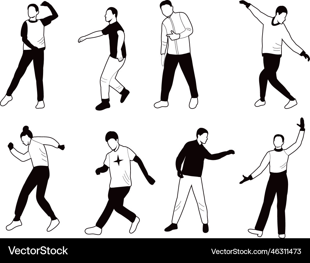 Dancing men silhouette Royalty Free Vector Image