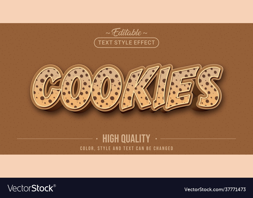 Editable text style effect - cookies text style Vector Image