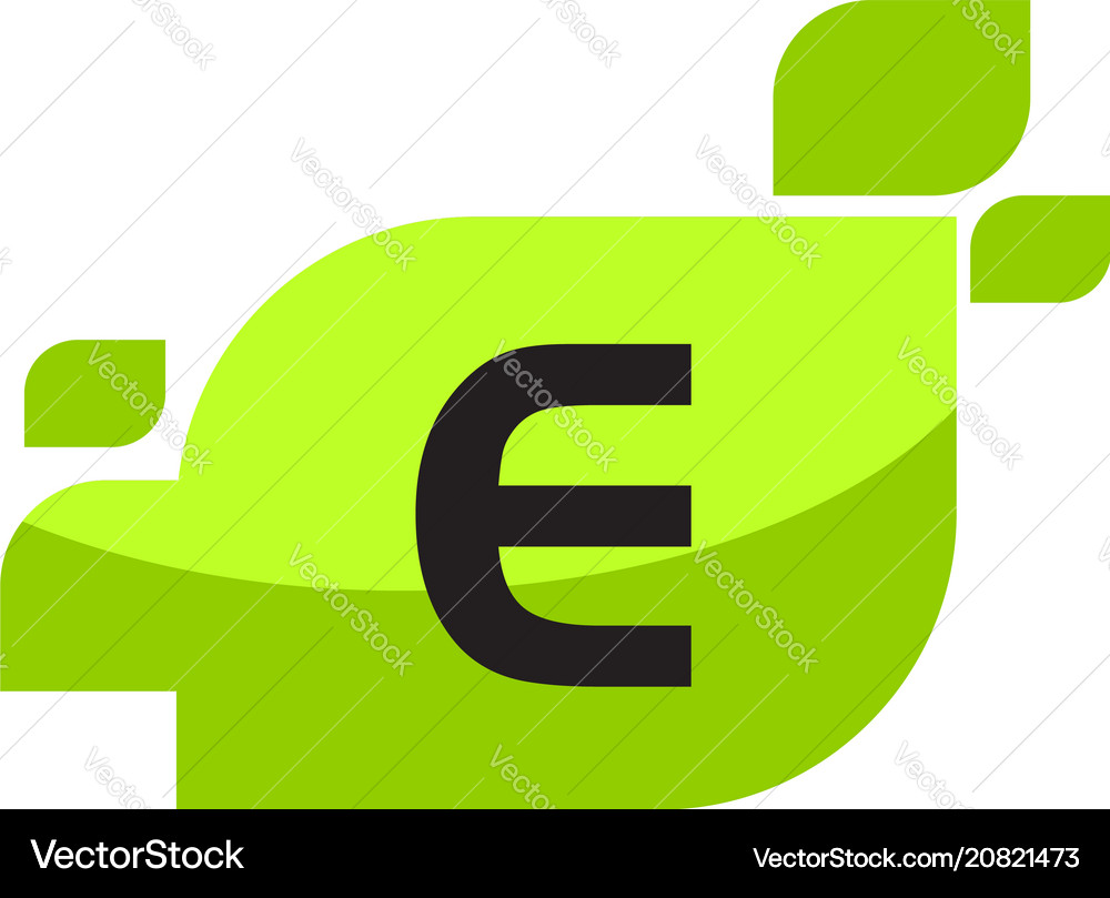 Leaf initial e logo design template Royalty Free Vector