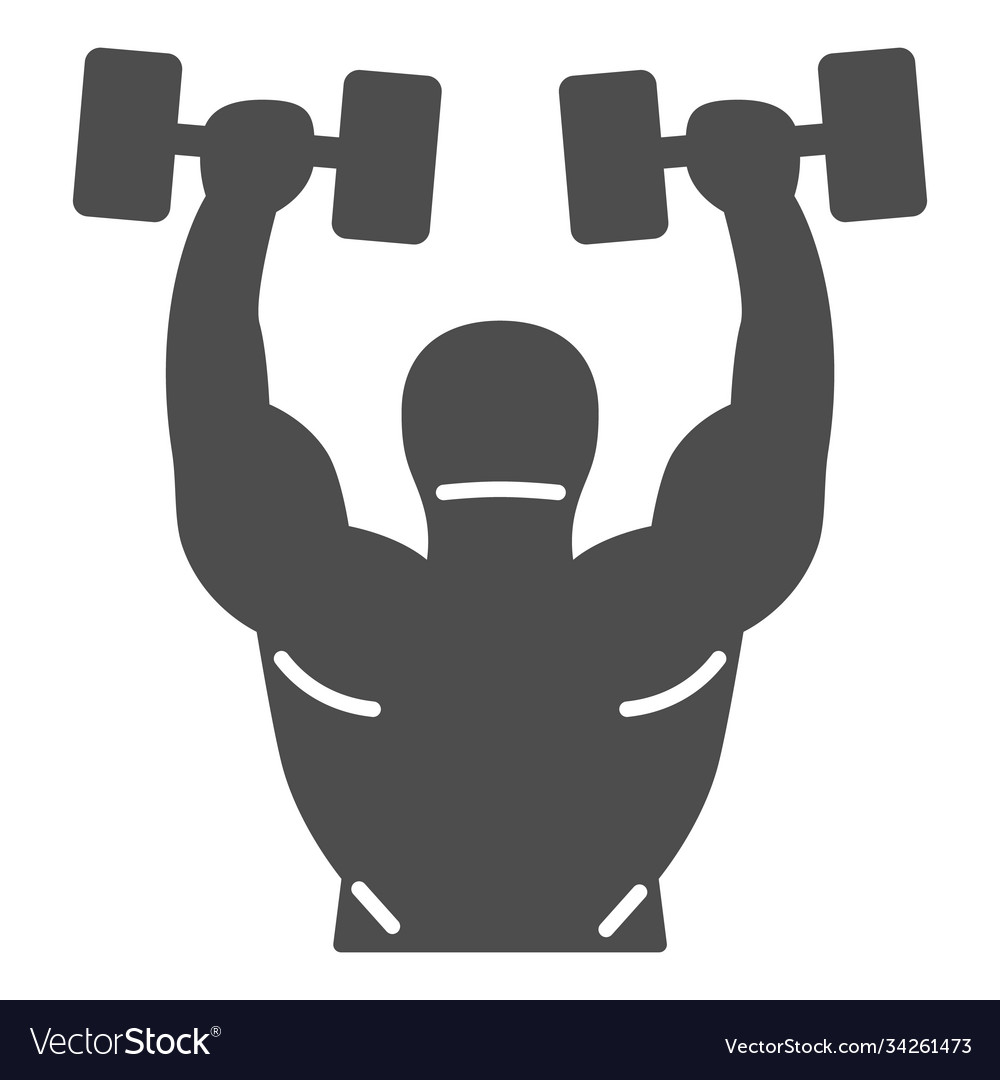 Lifting dumbbells solid icon gym concept Vector Image