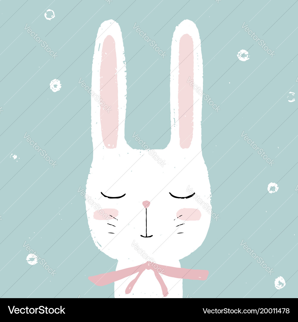 Cute little white rabbit bunny hand drawn Vector Image