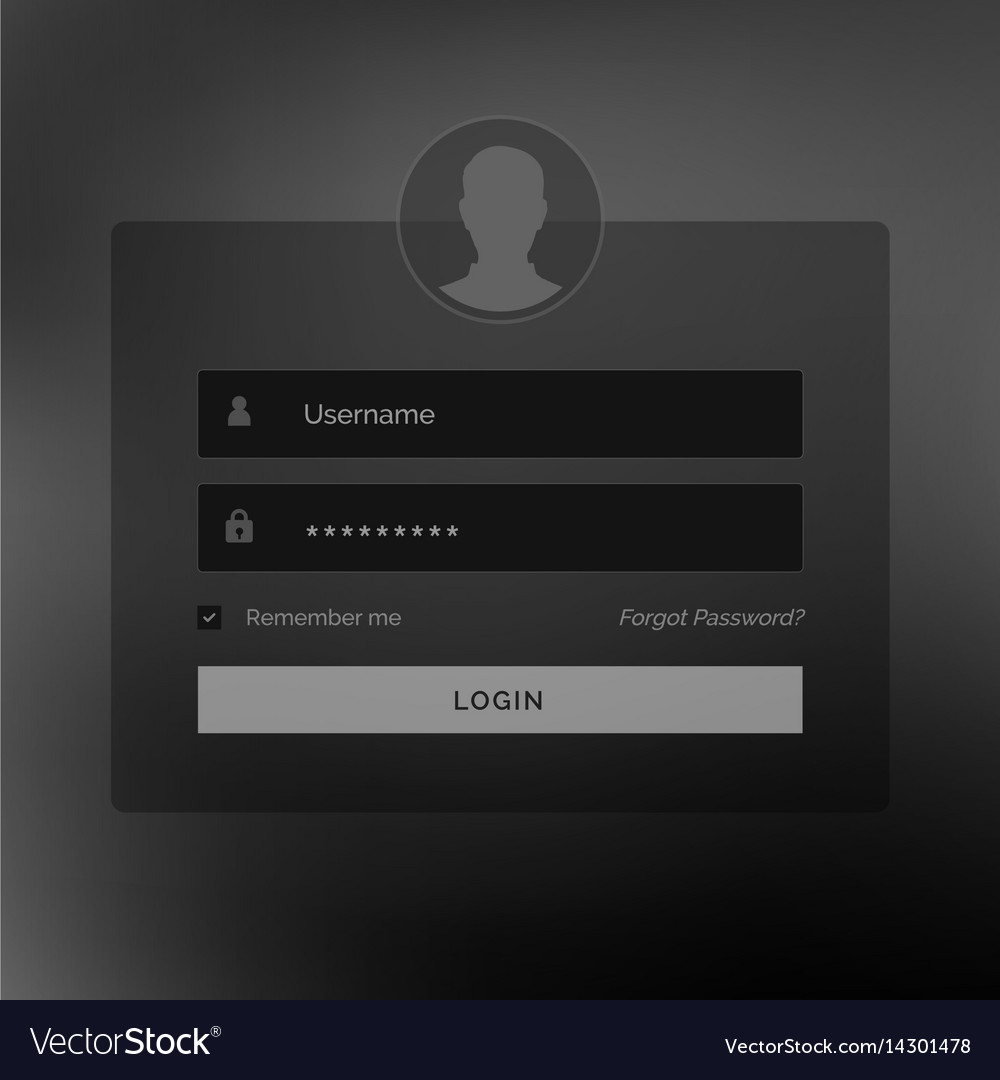 Dark black login form design with creative ui Vector Image