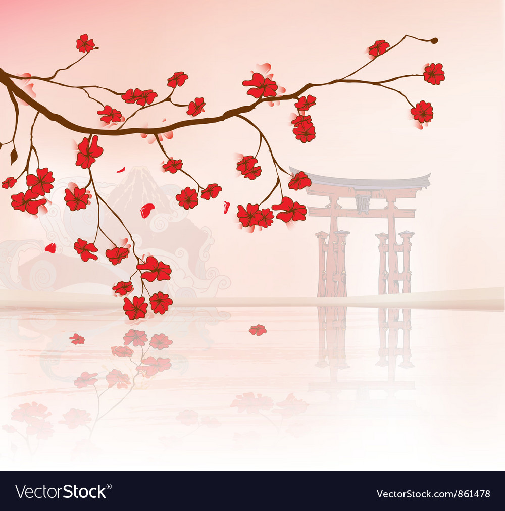 Japanese Floral Background Royalty Free Vector Image