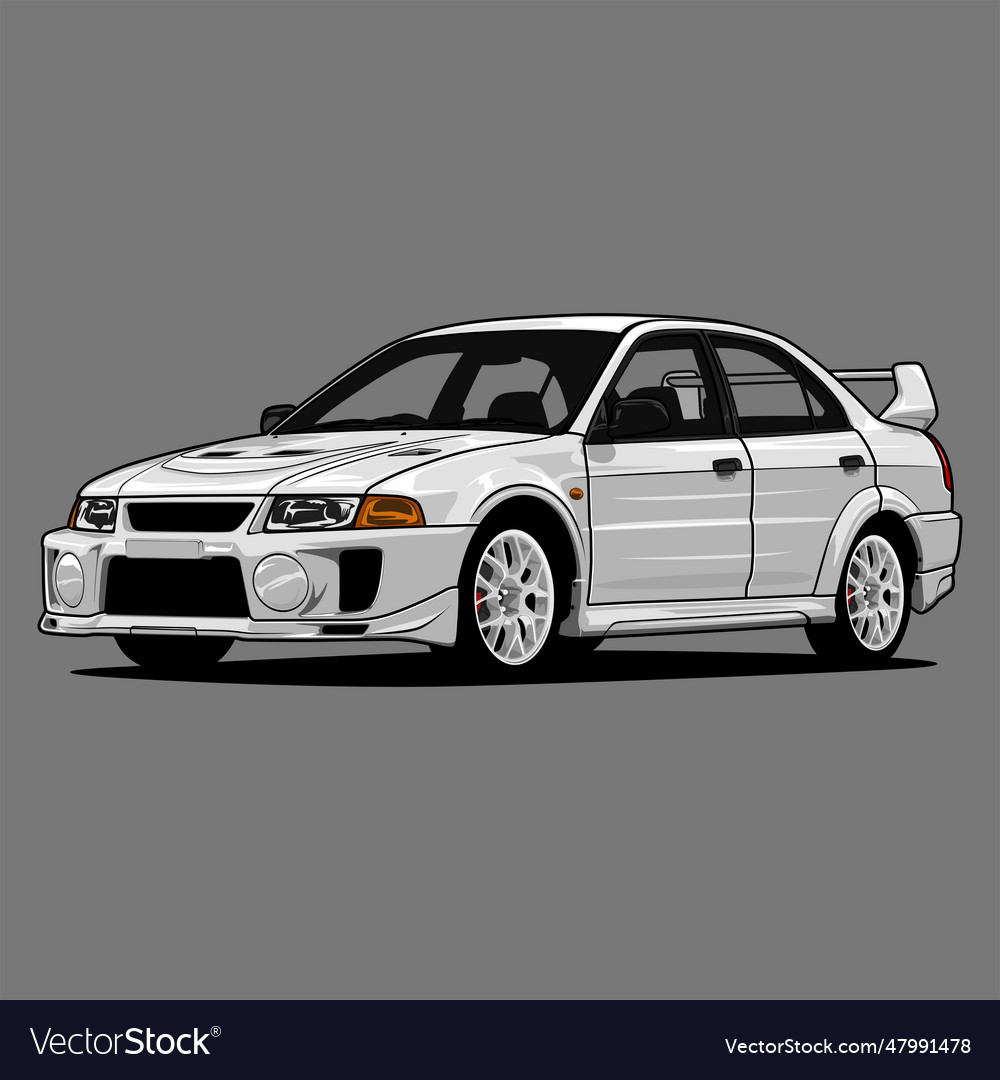 Lancer evolution v white Royalty Free Vector Image