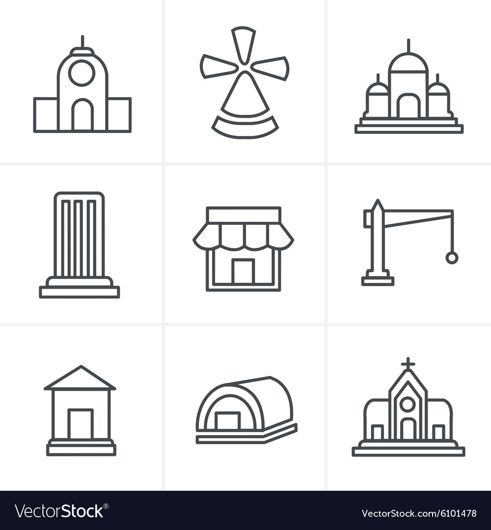 Line icons style set of house Royalty Free Vector Image