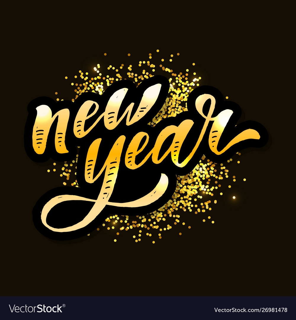 New year christmas lettering calligraphy brush Vector Image