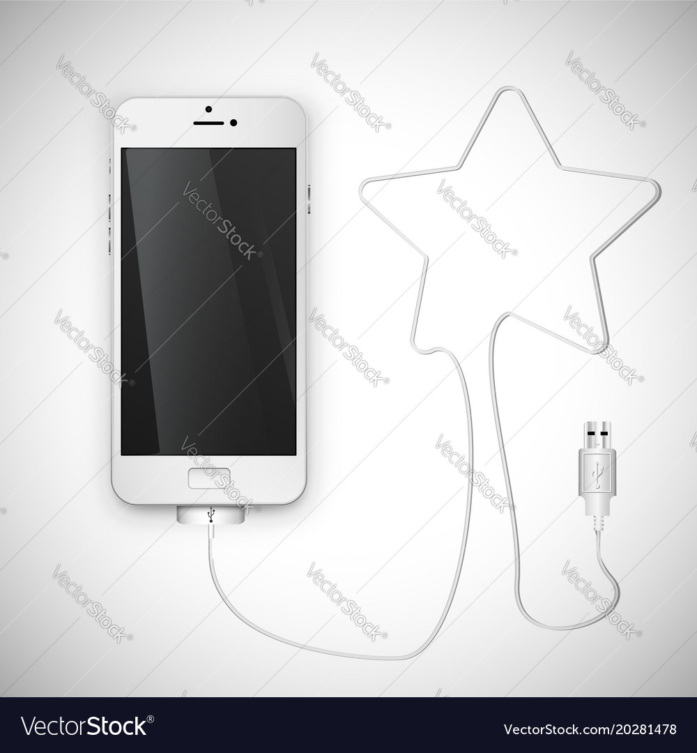 Realistic smartphone with wire Royalty Free Vector Image