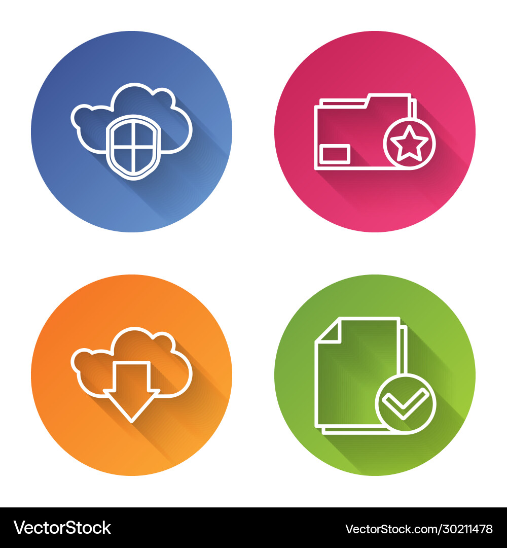 Set line cloud and shield document folder Vector Image