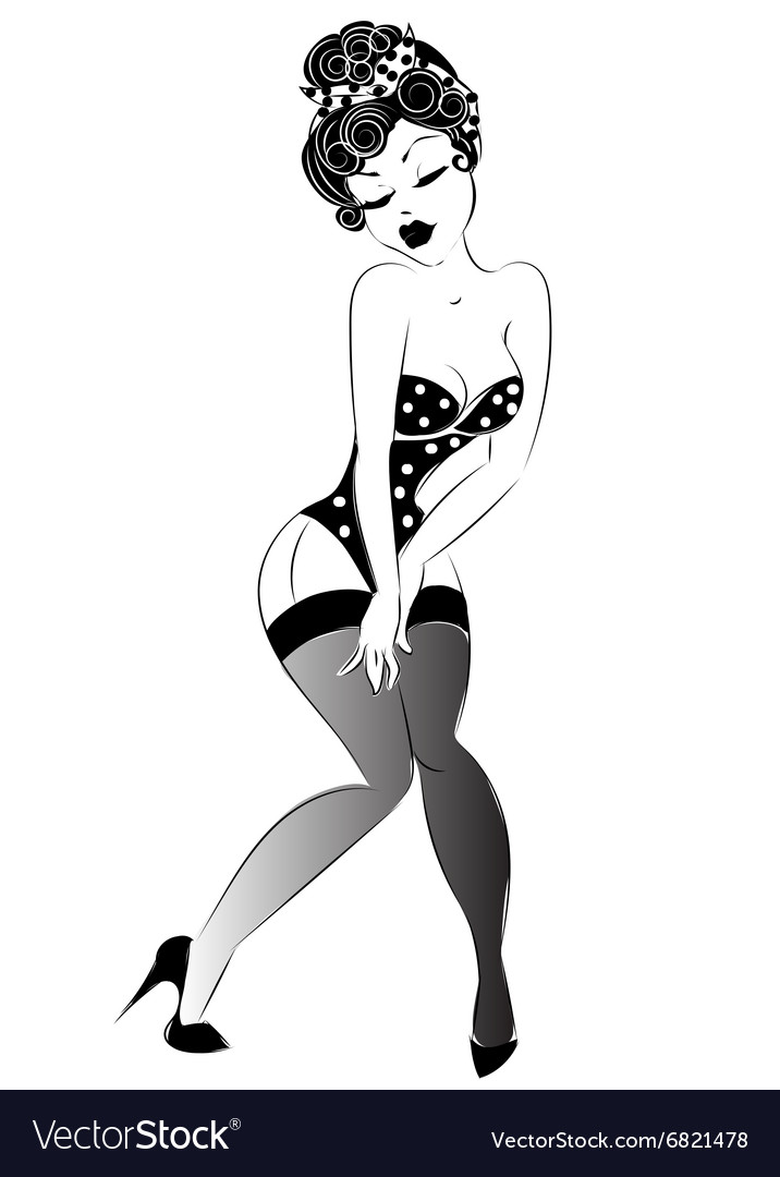 Sexy Pin Up Girl In Lingerie Royalty Free Vector Image