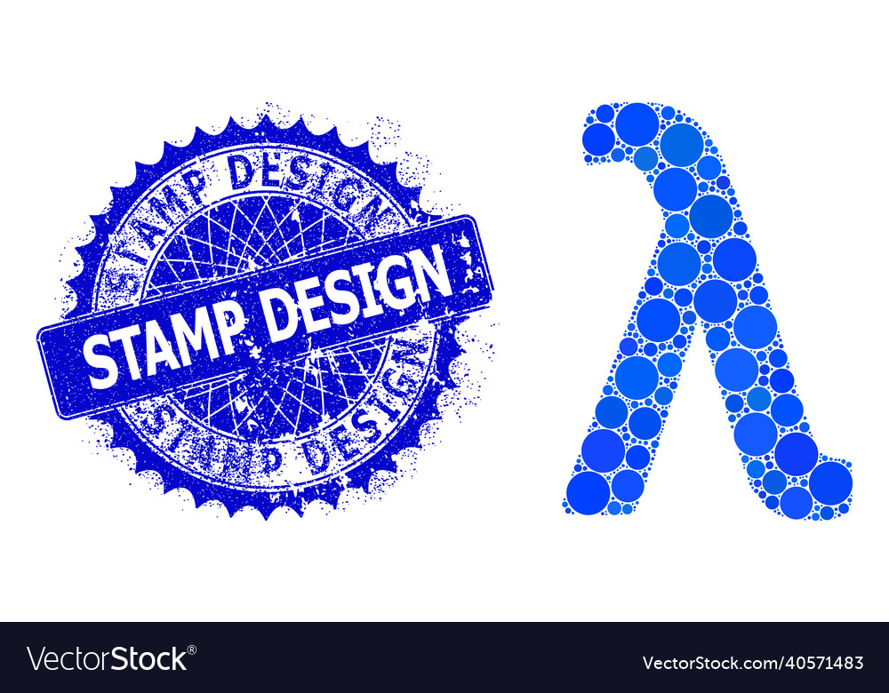 Lambda greek lowercase symbol collage Royalty Free Vector