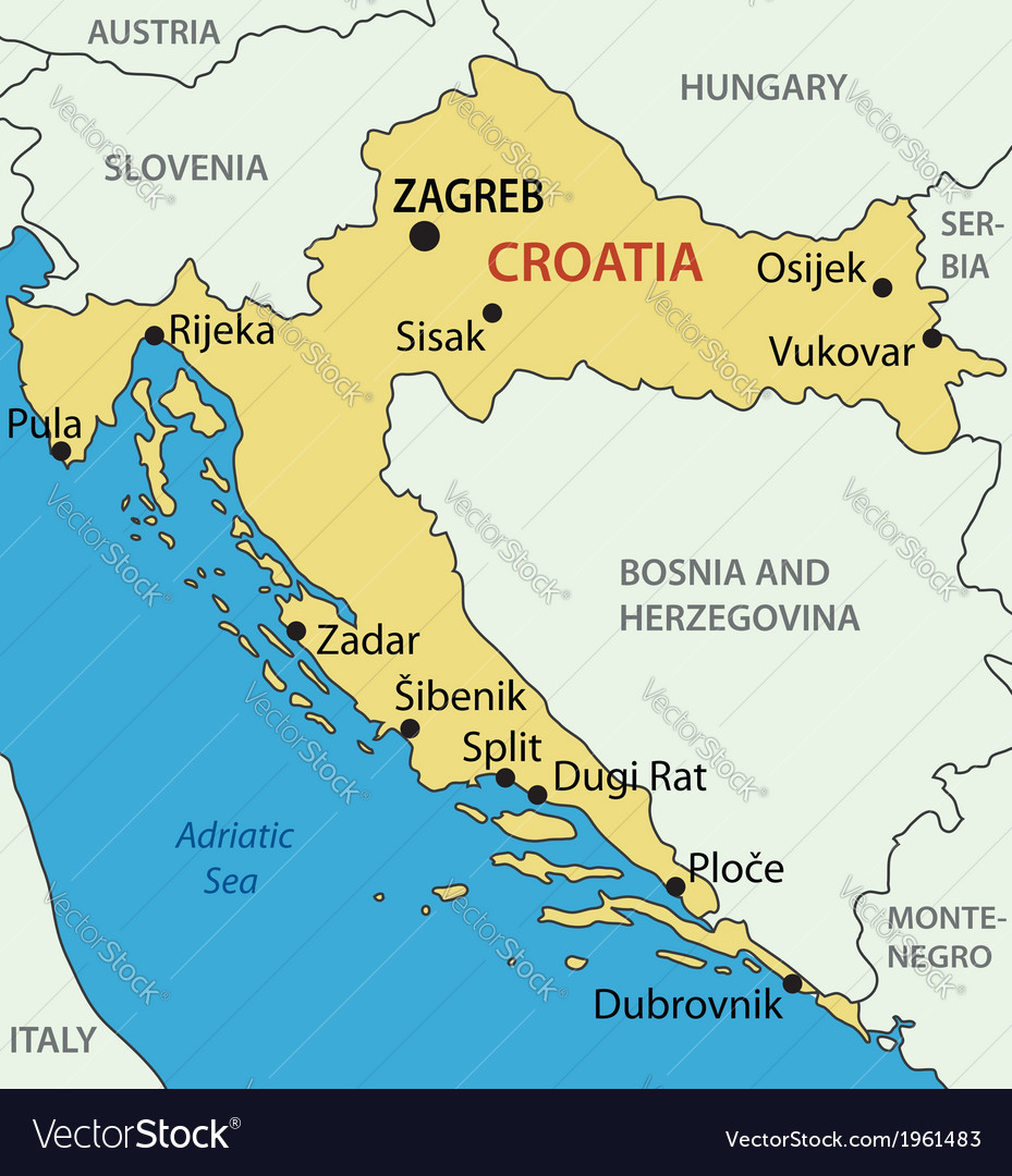 Republic Of Croatia Map Royalty Free Vector Image   Republic Of Croatia Map Vector 1961483 