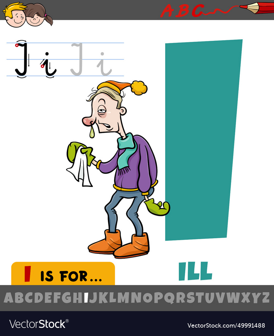 Cartoon graphic with letter i from alphabet and Vector Image