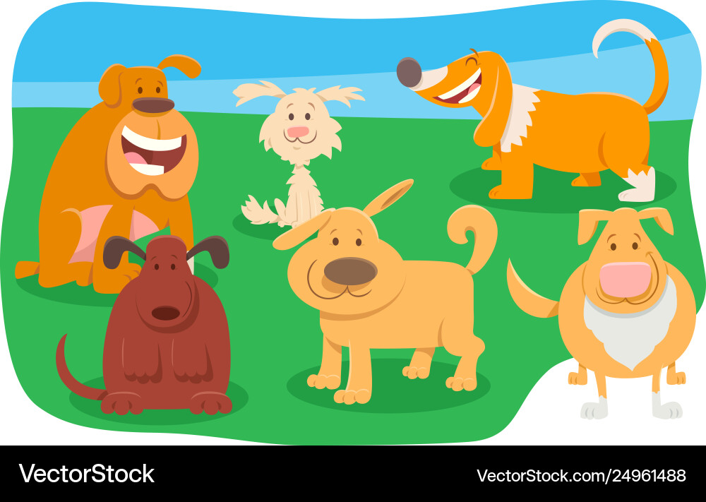 Cute dogs cartoon characters group Royalty Free Vector Image