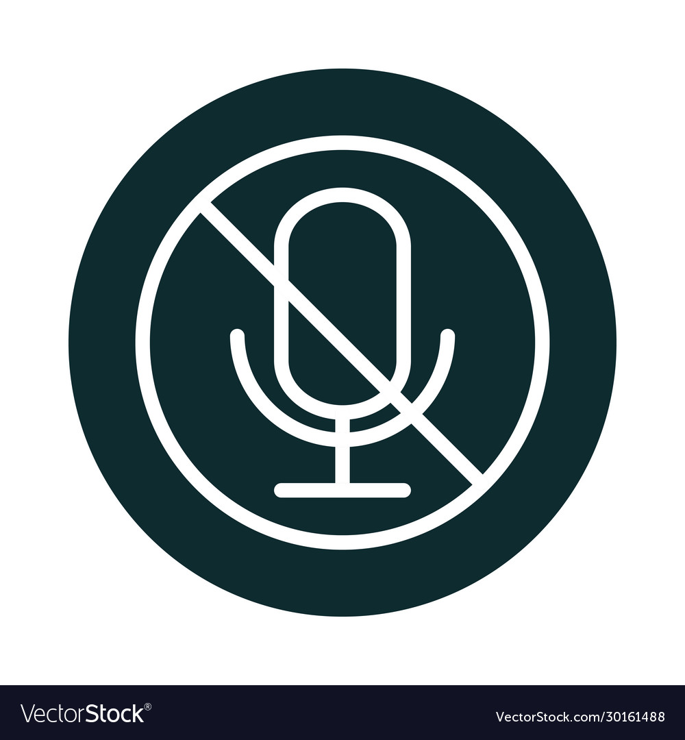 Microphone audio muted sound block style icon Vector Image