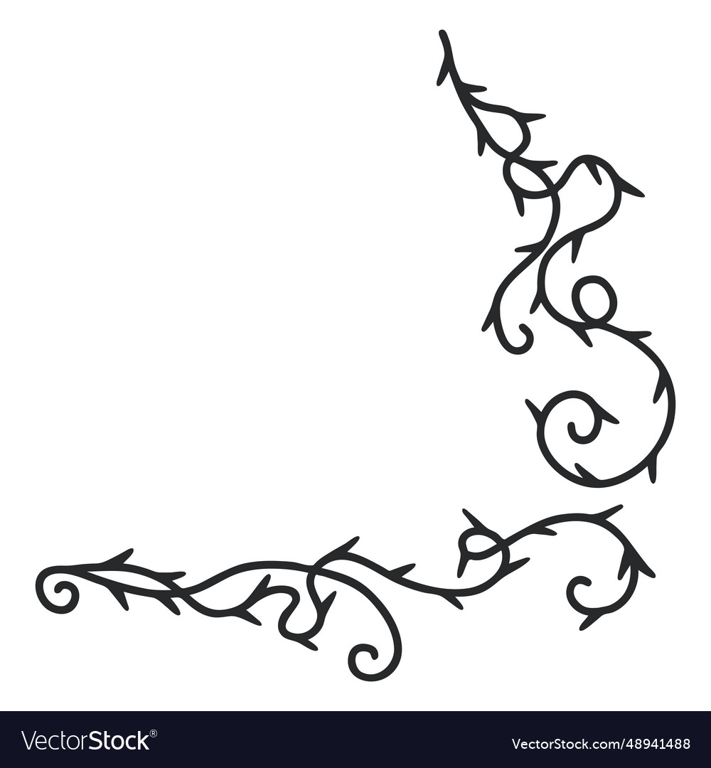 Ornamental swirl thorn border stroke Royalty Free Vector