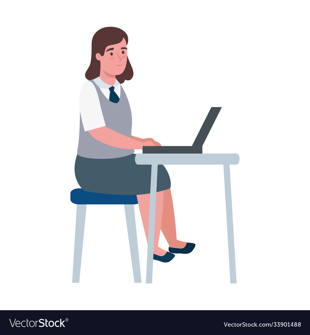 desk kid girl school vector 25441595 Vector Art at Vecteezy