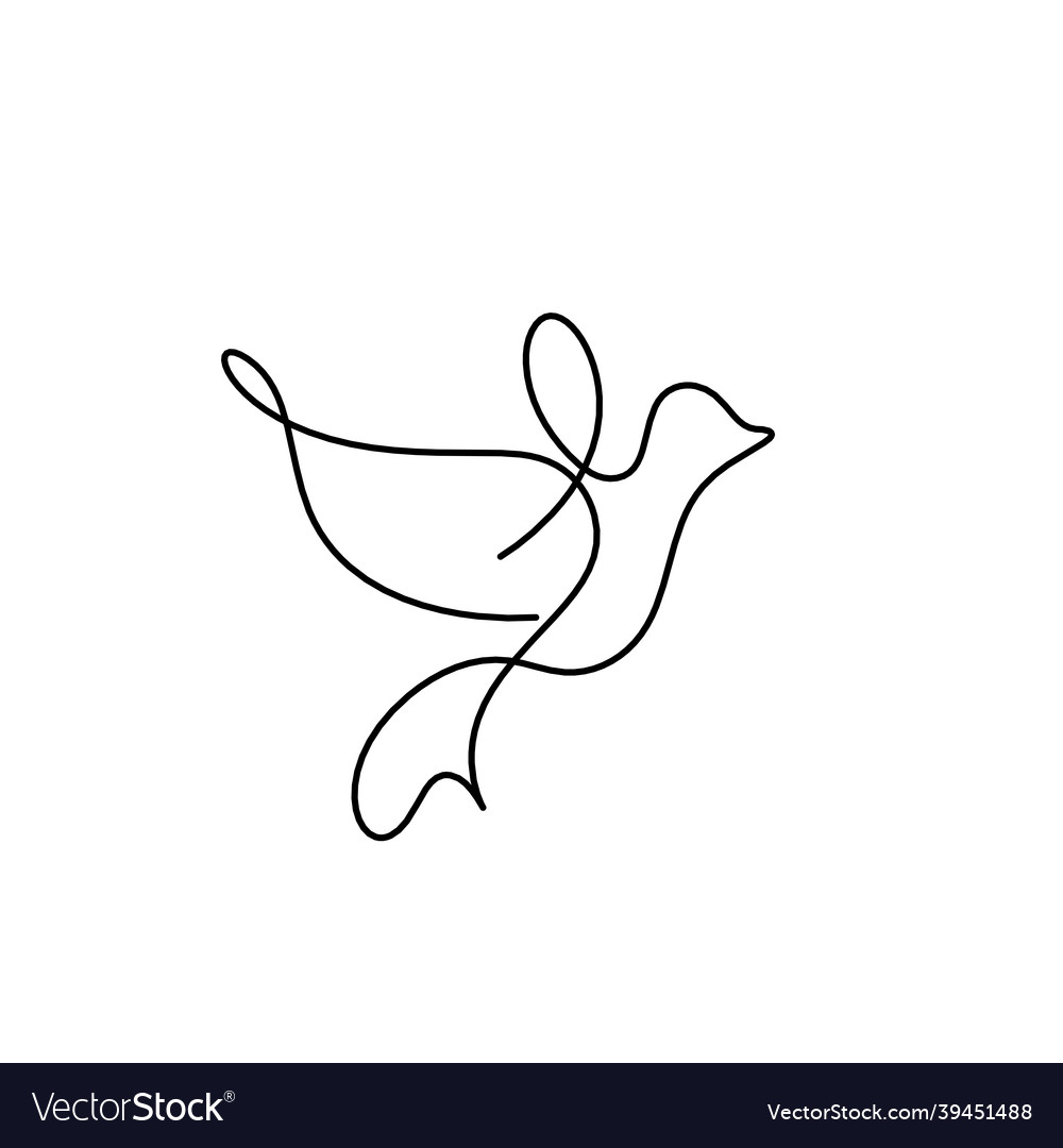 Silhouette of abstract birds in line on white Vector Image