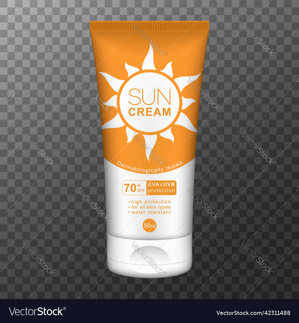 Sunscreen cream realistic 3d tube Royalty Free Vector Image