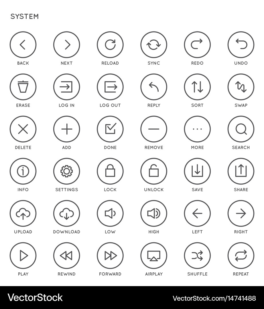 System user interface ui icon set high quality Vector Image