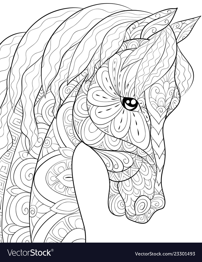 Adult coloring bookpage a cute horse image Vector Image