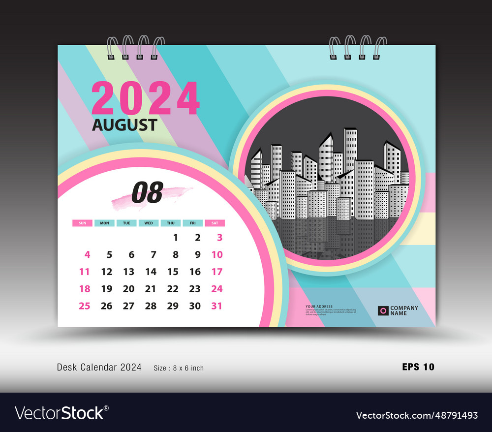 Calendar 2024 template - august month layout Vector Image