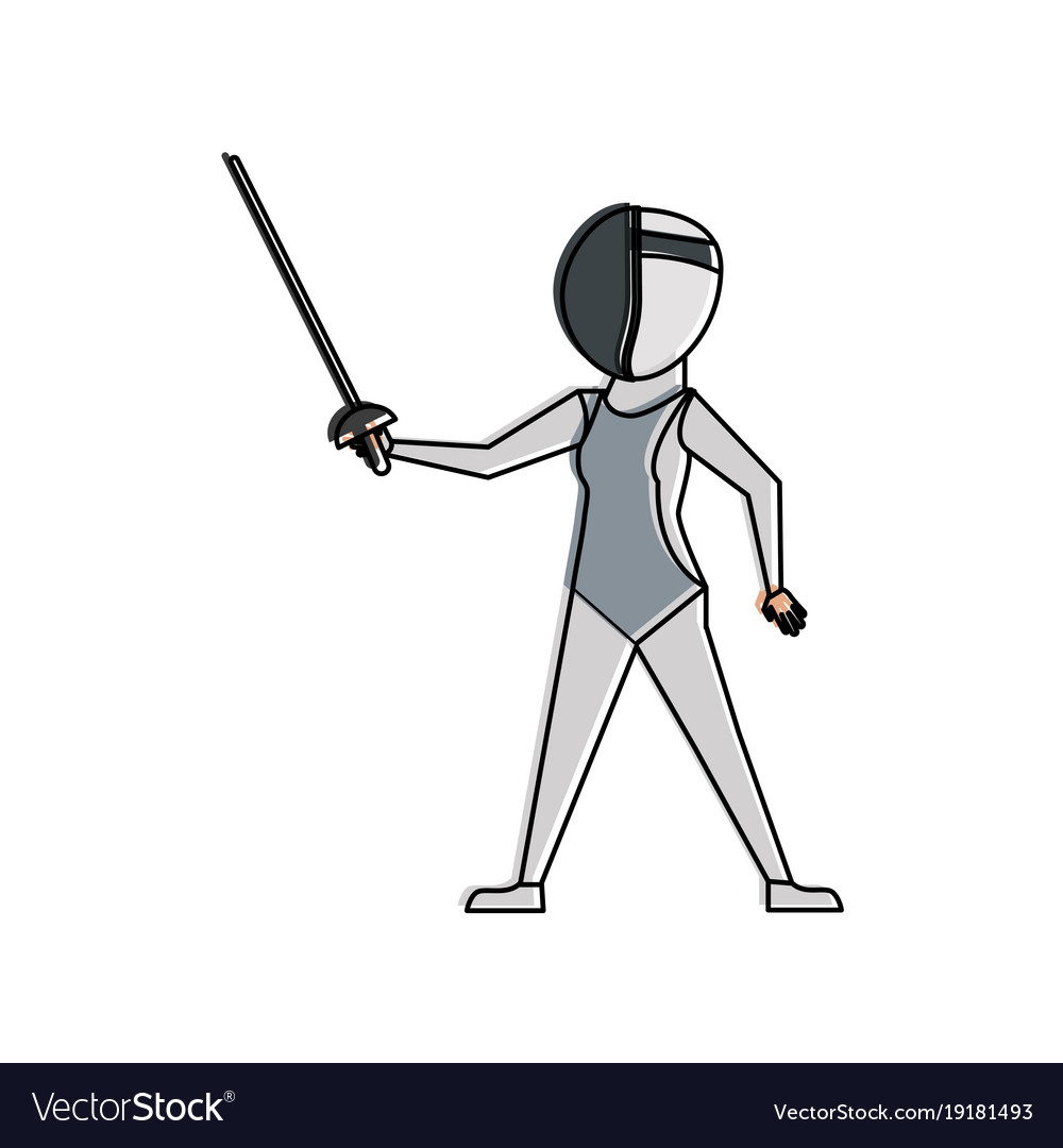 Fencer with rapier cartoon Royalty Free Vector Image