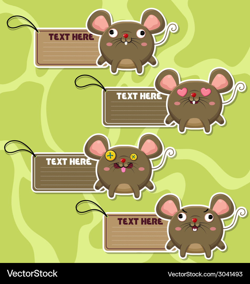 Four cute cartoon rats stickers Royalty Free Vector Image