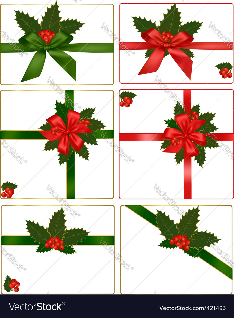 Holly and ribbons Royalty Free Vector Image - VectorStock