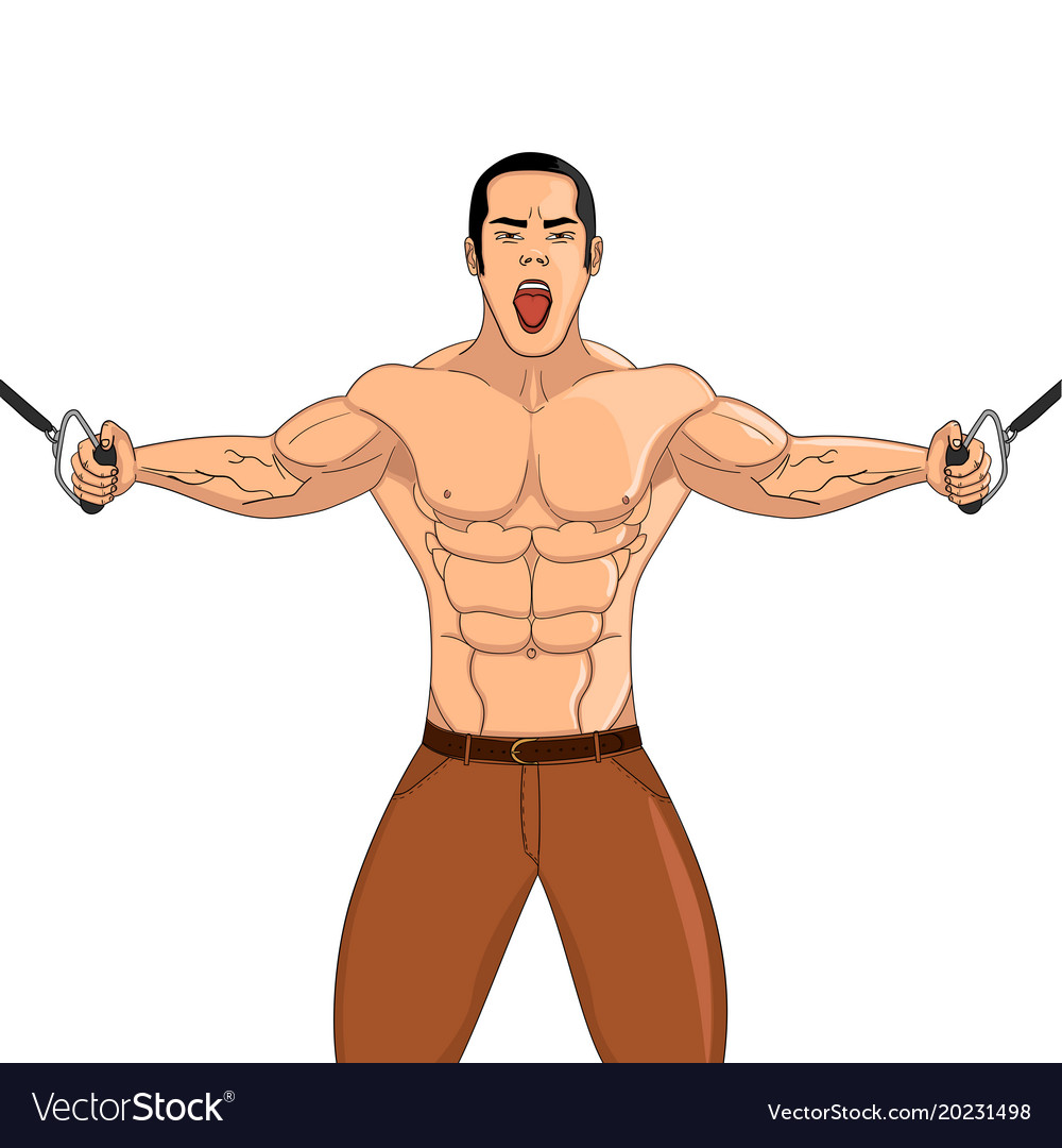 Bodybuilder in the gym athlete pulls weight Vector Image