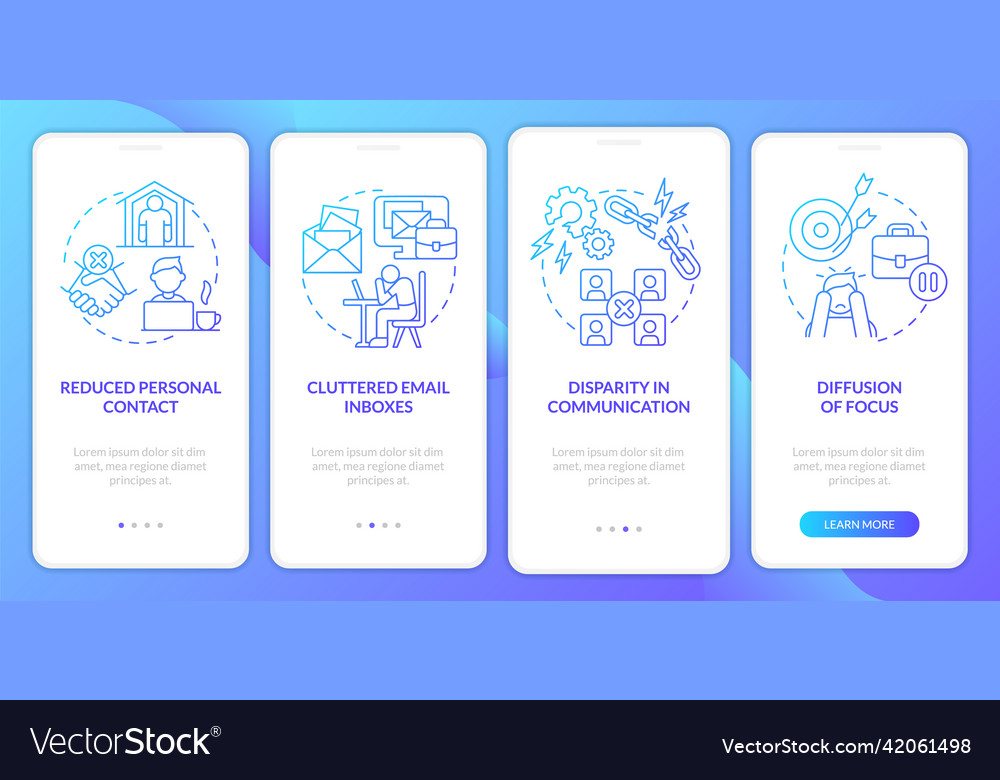 Disadvantages of remote work blue gradient vector image