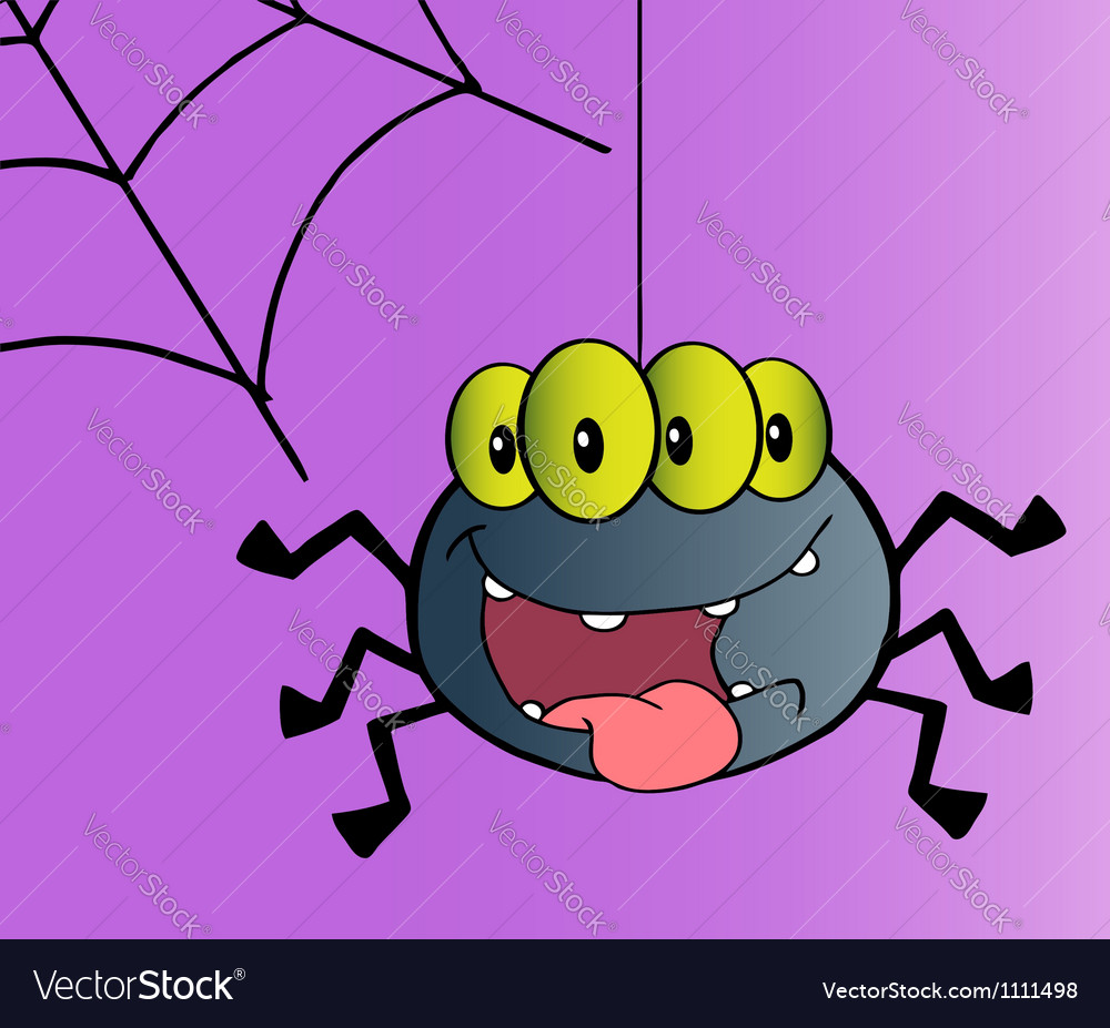 Four eyed creepy spider suspended from a web