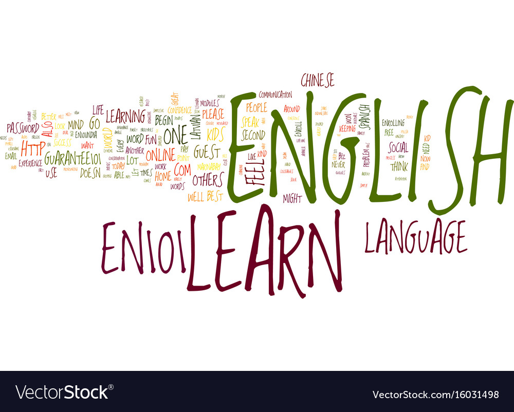 Learn english text background word cloud concept Vector Image