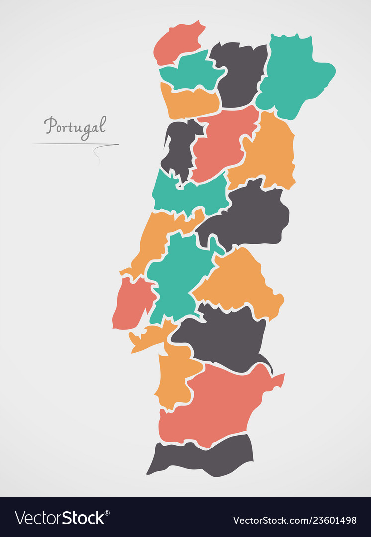 Map of portugal Royalty Free Vector Image - VectorStock